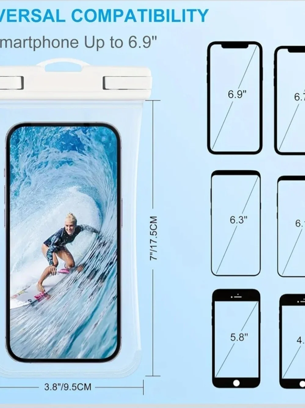 2 Pack Universal Waterproof Phone Pouch-Clear Protective Case with Lanyard